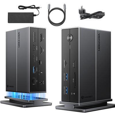 VENTION 8K 14-in-1 Thunderbolt 4 Docking Station Triple Monitors with 135W Power Adapter 40Gbps USB-C Docking Station for MacBook Pro/Air, Thunderbolt 4/3 Windows PC (8K HDMI DP, 3xUSB 3.2, Ethernet)