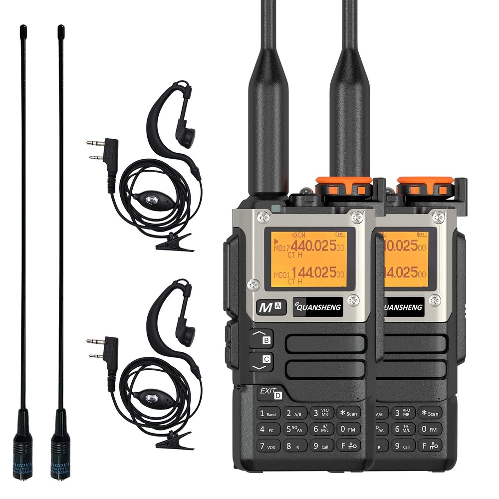2 Pack QUANSHENG UV-K5 8 Radio DTMF Walkie Talkie with NOAA Weather Forecast Type-c Charging Dual Band UV-K6 with 771 Antenna Upgede Version UV-K5 Two Way Radio with Earpiece