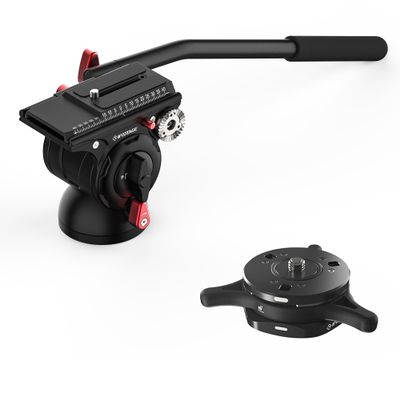 IFOOTAGE Video Fluid Head,Aluminum Fluid Drag Pan Head, Lightweight Tripod Head with Quick Release Plate,Komodo K5S&Seastar Q1S, Quick Release Plate