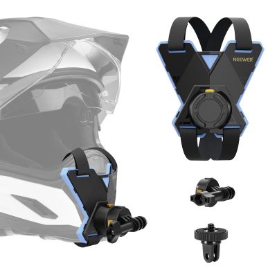 NEEWER Motorcycle Helmet Chin Strap Mount Accessories Kit Compatible with GoPro Hero 13 12 11 10 9 8 7 Black DJI OSMO Action 5 Pro 4 3 2 Insta360 AKASO, with Magnetic Quick Release Mount Adapter, GP19