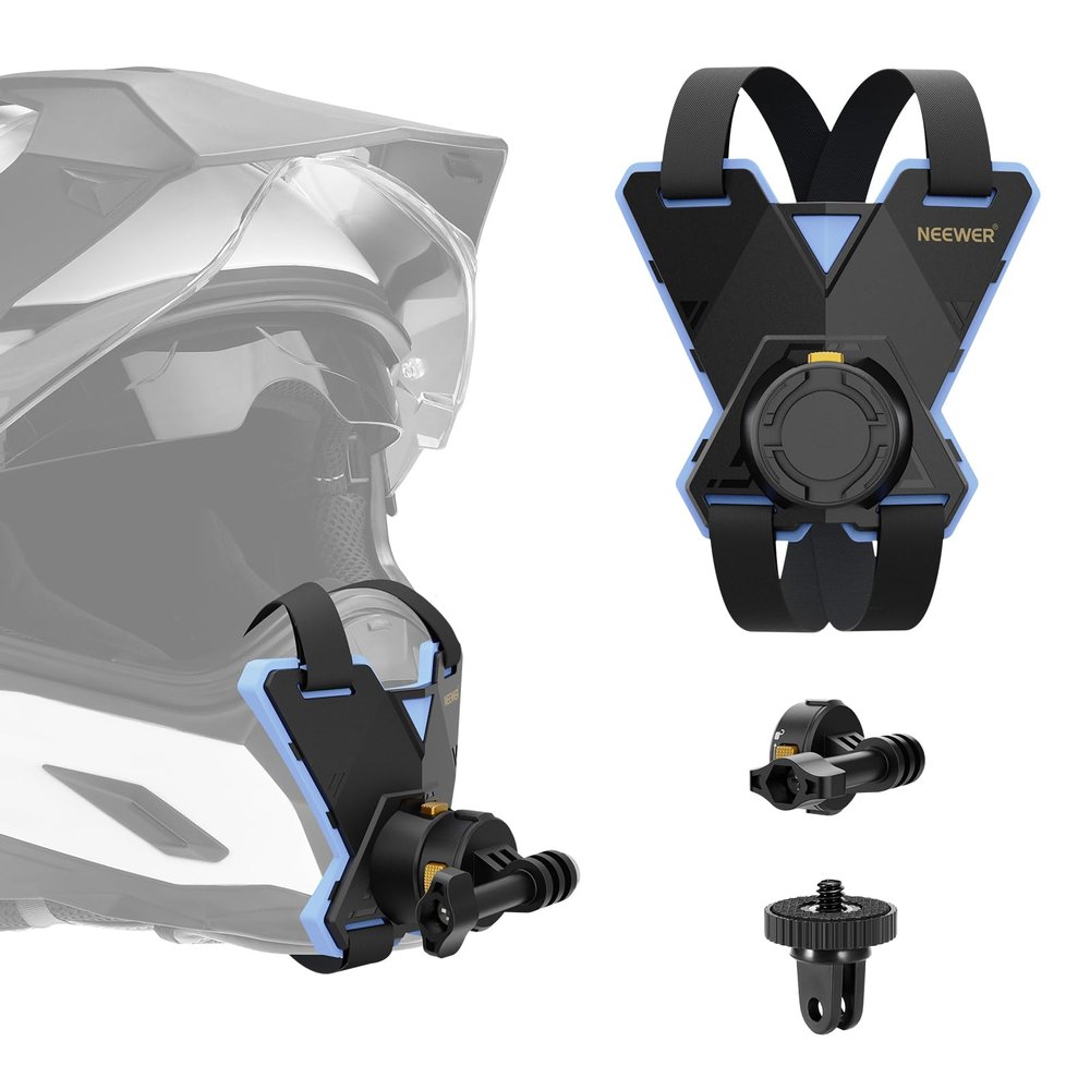 NEEWER Motorcycle Helmet Chin Strap Mount Accessories Kit Compatible with GoPro Hero 13 12 11 10 9 8 7 Black DJI OSMO Action 5 Pro 4 3 2 Insta360 AKASO, with Magnetic Quick Release Mount Adapter, GP19