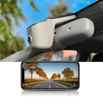 Fitcamx 4K Dash Cam Suitable for Audi Vehicles (HD2-7738), Gray Color, OEM Look, 2160P UHD Video, Built-in WiFi & APP, Loop Recording, Parking Mode, 64GB Card