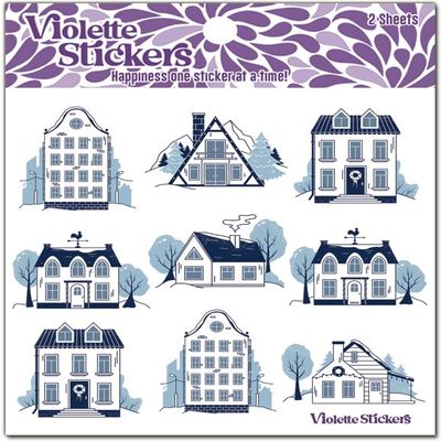Crystal Winter Houses Stickers by Violette Stickers, White