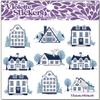 Crystal Winter Houses Stickers by Violette Stickers, White view 1