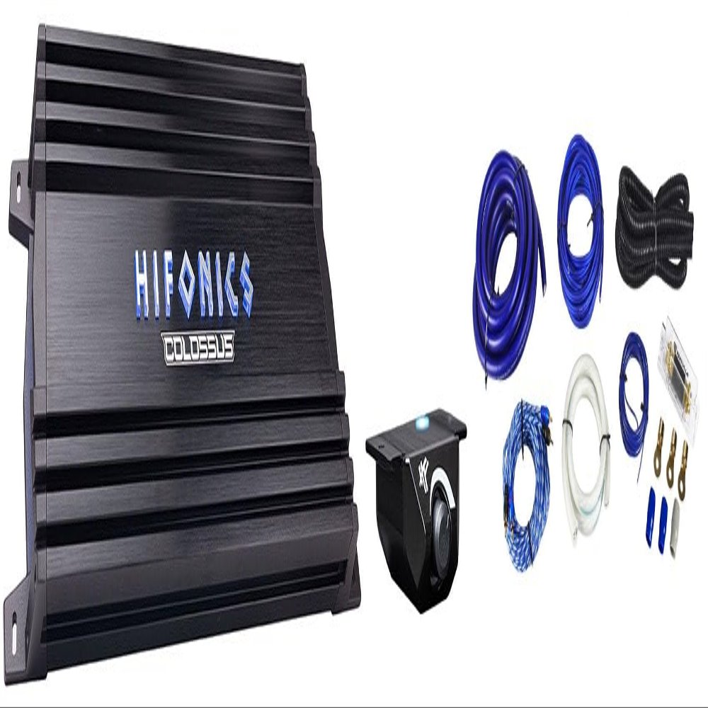 Audiosavings Bundle: Hifonics HCC-4200.1D 4200 Watts Mono Car Audio Amplifier Colossus Classic Amp Bundle with Rockville RWK01 0 Gauge Complete Car Amp Wiring Installation Wire Kit w/RCA's (2 Items)