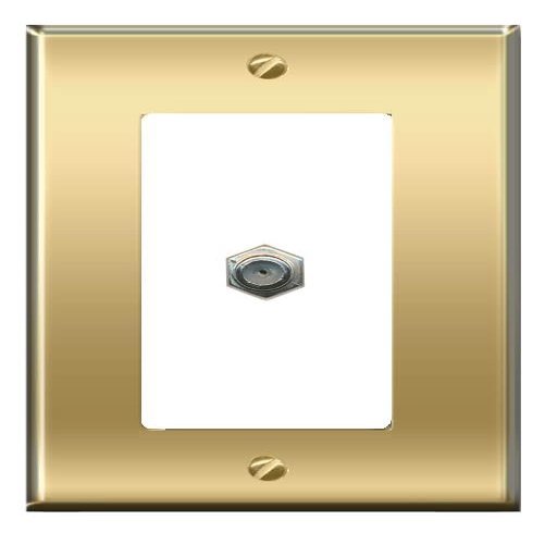 [1 Ports] Coax Wall Plate [Brass/White]
