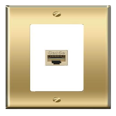 [1 Ports] CAT5E-IVORY Wall Plate [Brass/White]