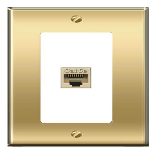 [1 Ports] CAT5E-IVORY Wall Plate [Brass/White]