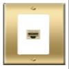 [1 Ports] CAT5E-IVORY Wall Plate [Brass/White] view 1