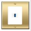 [1 Ports] USB-3 Wall Plate [Brass/White] view 1