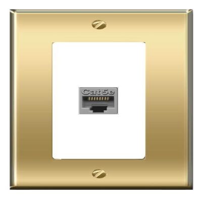 [1 Ports] CAT5E-GRAY Wall Plate [Brass/White]