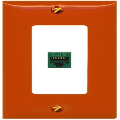 [1 Ports] CAT6-GREEN Wall Plate [Orange-White]