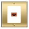[1 Ports] CAT6-ORANGE Wall Plate [Brass/White] view 1