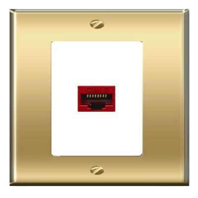 [1 Ports] CAT6-RED Wall Plate [Brass/White]