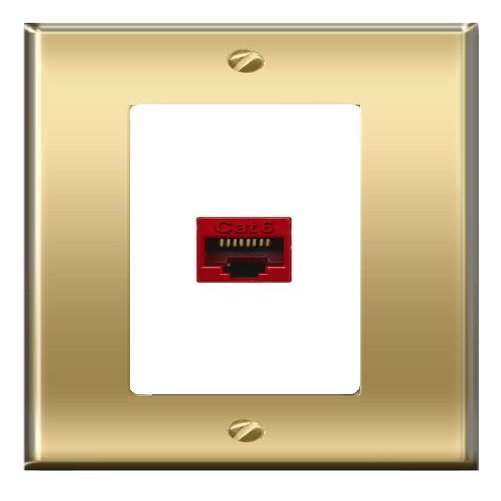 [1 Ports] CAT6-RED Wall Plate [Brass/White]