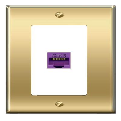 [1 Ports] CAT6-PURPLE Wall Plate [Brass/White]