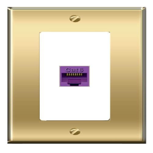 [1 Ports] CAT6-PURPLE Wall Plate [Brass/White]