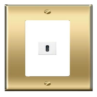 [1 Ports] USBC Wall Plate [Brass/White]