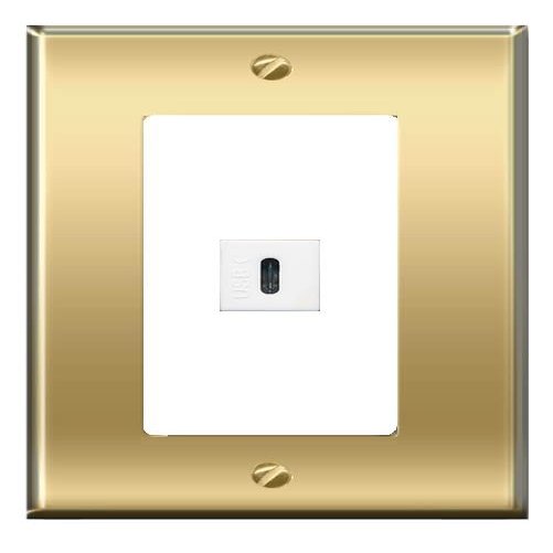[1 Ports] USBC Wall Plate [Brass/White]