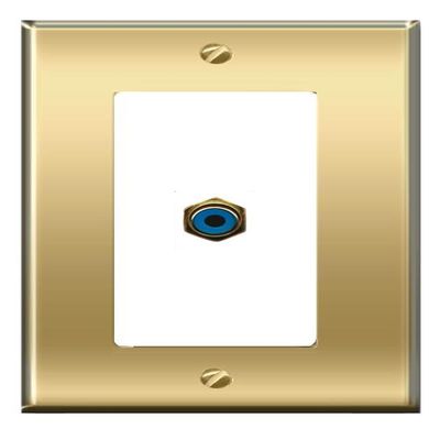[1 Ports] RCA-Blue Wall Plate [Brass/White]