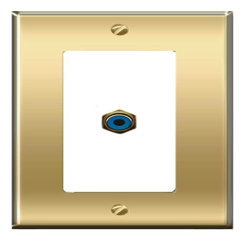 [1 Ports] RCA-Blue Wall Plate [Brass/White]