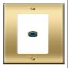 [1 Ports] RCA-Blue Wall Plate [Brass/White] view 1