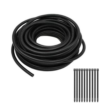 Closed 7mmx10mm Flexible Electrical Tubing-16.4 ft Cord Protector Electric Wires Covers, Automotive Wire Flexible Conduit, Plastic Wire Cover with Cable Zip Tie.