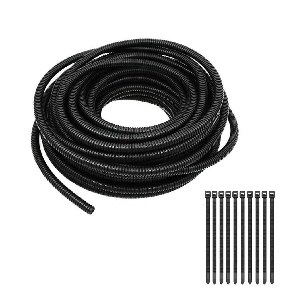Closed 2pcs 5.2mmx7.2mm Inch Flexible Electrical Tubing-16.4ft Cord Protector Electric Wires Covers, Automotive Wire Flexible Conduit, Plastic Wire Cover with Cable Zip Tie.