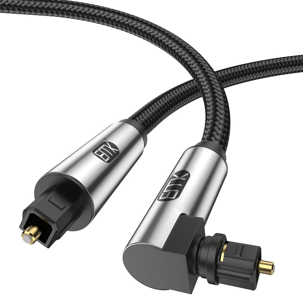 EMK 90 Degree Optical Cable 360 Degree Free-Rotating Fiber Optic Cable Toslink Male to Male Cable for Home Theater, Soundbar, Gaming Console, Speaker(26FT/8M)