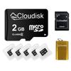 Cloudisk Pack of 5 Micro SD Card 2GB Flash Memory Card C6 with SD Adapter, Card Reader (2 GB) view 1