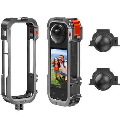 AMAZEAR Metal Protective Case for Insta360 X4 Accessories, Upgraded Insta 360 X4 Quick-Release Aluminum Cage Stronger Construction Multifunction Utility Frame with Silicone Lens Guard Cap