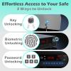 QINGENO Smart Gun Safe with Security Cable - Biometric Pistol Safe for 2 Handgun 3 Ways Quick Access with Fingerprint/Keypad/Key, for Nightstand Bedside Home with LCD and Voice Guide (Grey) view 2