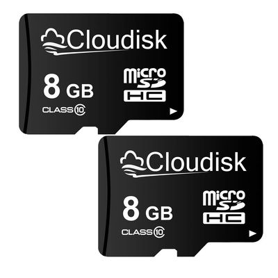 Cloudisk Pack of 2 Micro SD Card 8GB Flash Memory Card Micro SDHC with SD Adapter, C10, A1, U1 (8 GB)