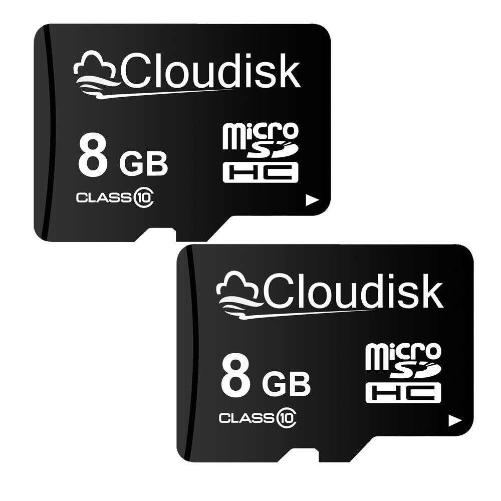 Cloudisk Pack of 2 Micro SD Card 8GB Flash Memory Card Micro SDHC with SD Adapter, C10, A1, U1 (8 GB)