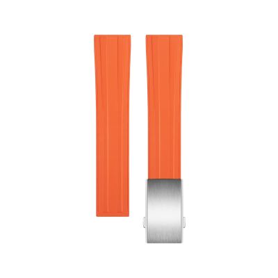 TOPBD For Omega Strap Seamaster 300 007 Diving Watchband Bracelets 20mm FKM Fluoro Rubber New Watch Band 20mm, 21mm, 22mm, 18mm,19mm (Color : Orange Silver Buckle, Size : 22mm)