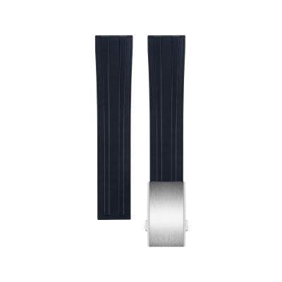 TOPBD For Omega Strap Seamaster 300 007 Diving Watchband Bracelets 20mm FKM Fluoro Rubber New Watch Band 20mm, 21mm, 22mm, 18mm,19mm (Color : Black Silver Buckle, Size : 19mm)
