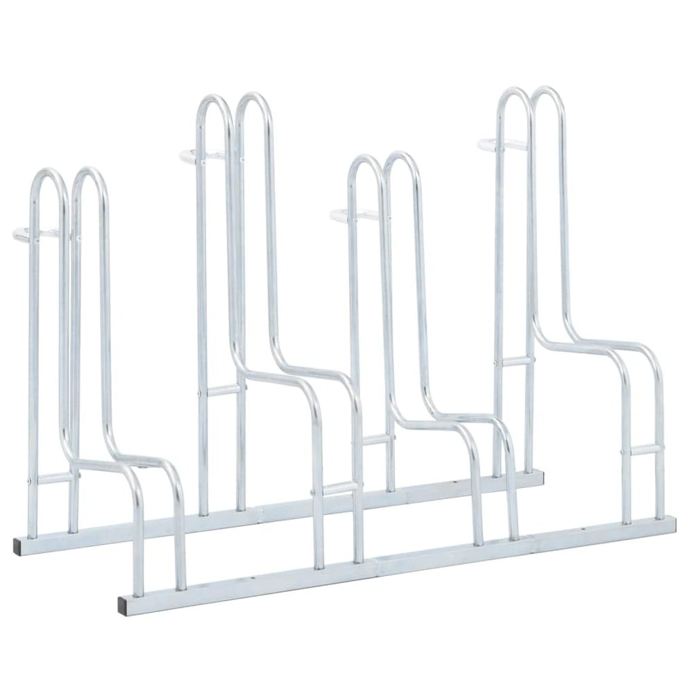 vidaXL Bicycle Stand for 4 Bikes Floor, Bicycle Bike Stand, Bike Floor Stand for Garage Warehouse School, Freestanding Galvanized Steel
