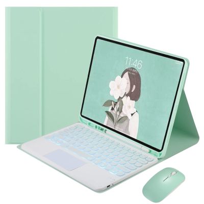 MG REAL Keyboard Case with Touchpad for Samsung Galaxy Tab S8 Plus/S8+ 12.4'' 2022 (SM-X800/X806), 7 Colors Backlight, Wireless Folio Stand Case with S Pen Holder,Green