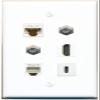 CAT6 2 Coax HDMI Phone USBC Flat/Solid Wall Plate [White] view 1