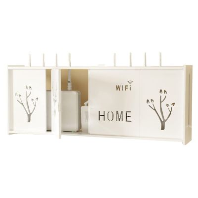EKBBBYE White WiFi Storage Boxes, Network Set-top Box Organizer Box Outlet Cord Organizer Cover Ptector - 29.9x4.5x9.4inches