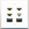 3 CAT6 2 CAT7 Phone Flat/Solid Wall Plate [White] view 1