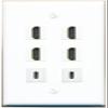 4 HDMI 2 USBC Flat/Solid Wall Plate [White] view 1