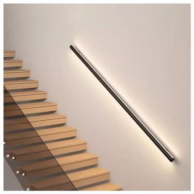 Sxlawesom Stair Railing Handrail LED Handrails Aluminum Round Hand Rail Wall Mount Stair Handrail Complete Kit Home Corridor Wall lamp (Color : Black, Size : 19.7"/0.5m)