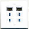 2 CAT7 4 USB-3 Flat/Solid Wall Plate [White] view 1