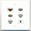 CAT6 2 Coax 2 Phone USBC Flat/Solid Wall Plate [White] view 1