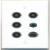 3.5mm RCA-Blue 4 TOSLINK Flat/Solid Wall Plate [White] view 1