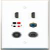 3.5mm 2 HDMI RCA-Blue Speaker TOSLINK Flat/Solid Wall Plate [White] view 1