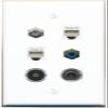 3.5mm Coax 2 Phone RCA-Blue TOSLINK Flat/Solid Wall Plate [White] view 1