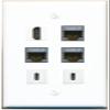 3 CAT7 HDMI 2 USBC Flat/Solid Wall Plate [White] view 1