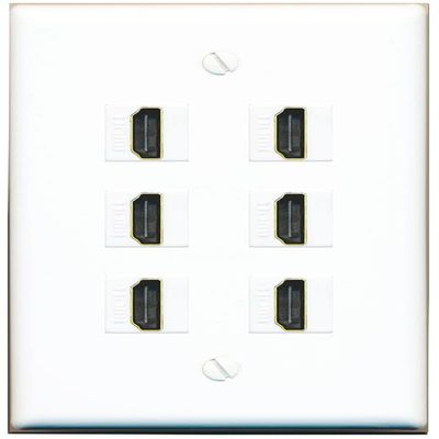 6 HDMI Flat/Solid Wall Plate [White]